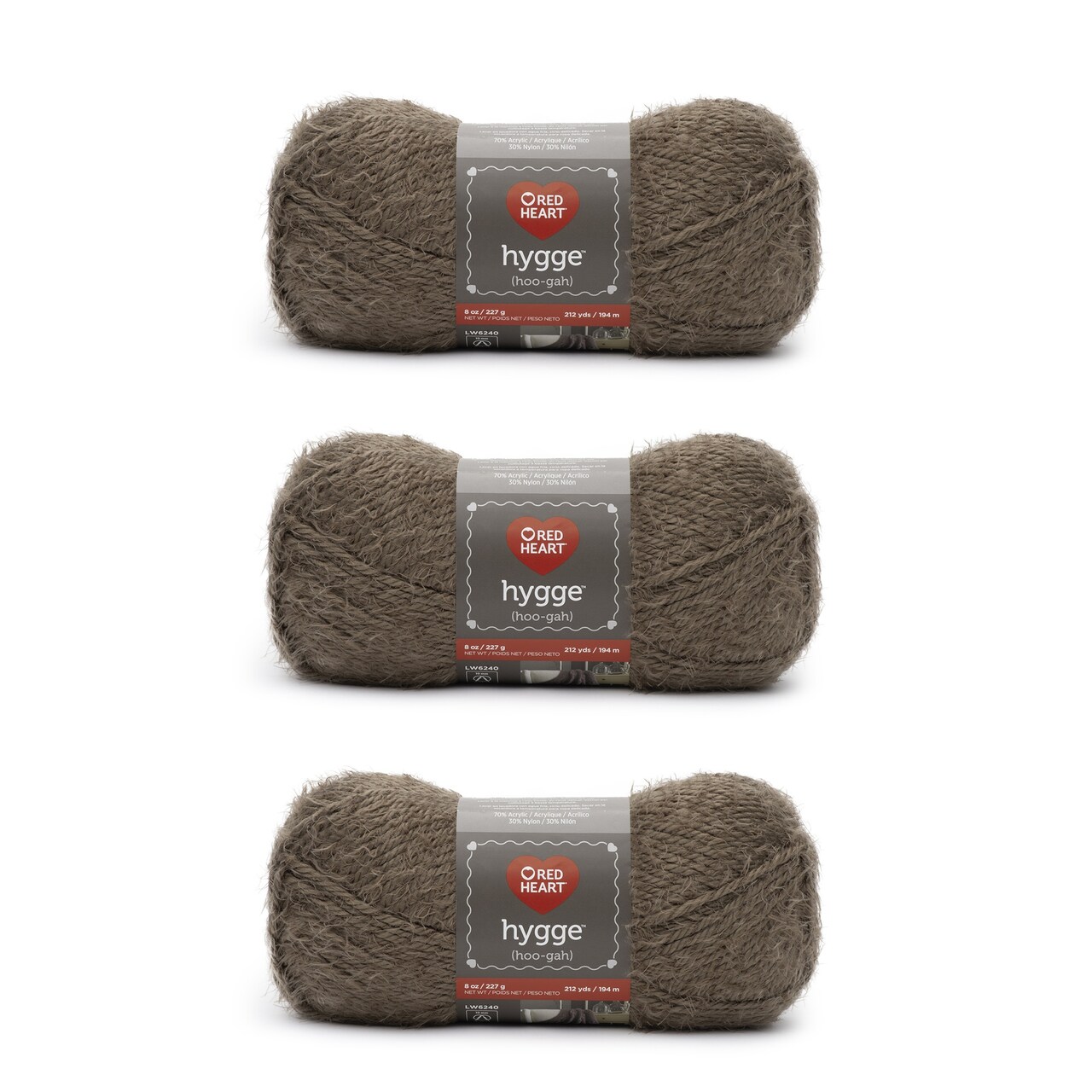 Red Heart Hygge Latte Yarn - 3 Pack of 227g/8oz - Acrylic Nylon Blend - 5 Bulky - 212 Yards - Knitting/Crochet